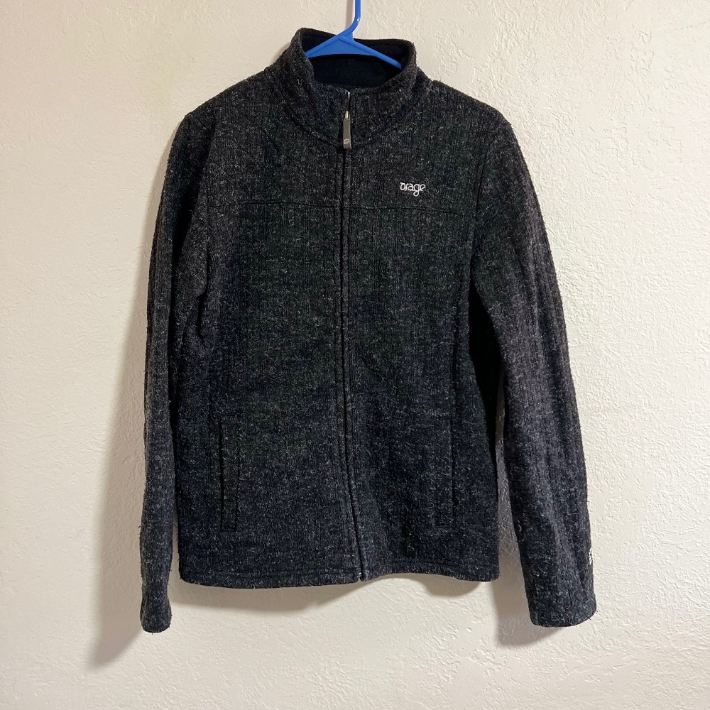 Orage Ski Softshell Jacket Full Zip Mock Neck Pockets Fleece Lined Gray Large